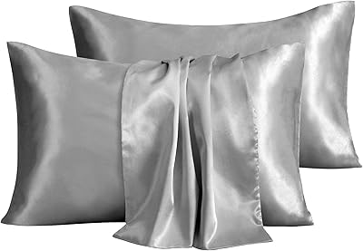 Taie d'oreiller en satin, lot de 2 20" x 30", taie d'oreiller