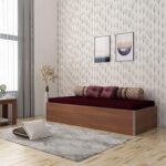 Lit simple en bois d'ingénierie spacewood avec boîte de rangement