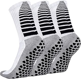 3 paires de chaussettes de football antidérapantes, respirantes, anti-ampoules, pour hommes et femmes