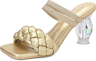 Sandales tressées à talons épais et dos nu pour femmes, bout ouvert, chaussures