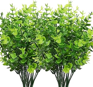 8 pièces de plantes vertes artificielles d'extérieur, faux buis en plastique résistant aux