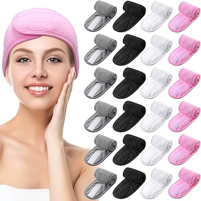 Paquet de 24 bandeaux de maquillage pour le visage pour laver douche serviette