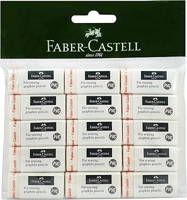 Gomme moyenne faber-castell sans pvc - 15 pièces dans un paquet de polyester