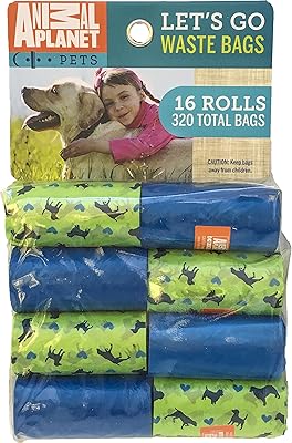 Sacs à déjections canines animal planet (320 sacs), paquet économique de 16 rouleaux