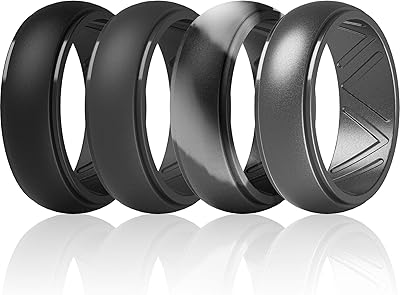 Bague de mariage en silicone pour hommes avec bord gradué et rainures respirantes