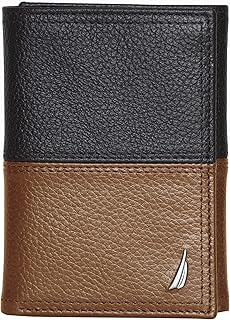 Portefeuille à trois volets en cuir nautica pour homme avec 6 emplacements, protection