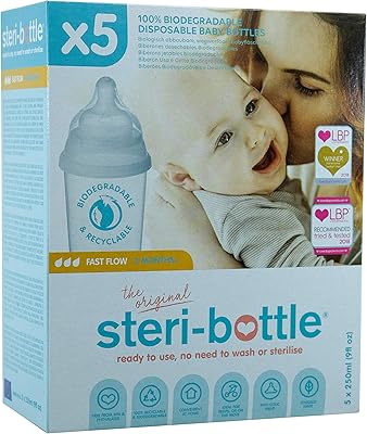 Biberon biodégradable pré-stérilisé steri-bottle - paquet de 5. En tant que boutique en ligne leader en Côte d'Ivoire, DIAYTAR COTE D'IVOIRE met l'accent sur la qualité du service et la satisfaction client. Avec plus de 300 000 références disponibles, les clients peuvent trouver facilement ce qu'ils cherchent, bénéficiant ainsi d'une expérience d'achat en ligne fluide et agréable. L'engagement de DIAYTAR à offrir des produits de haute qualité et des services fiables a consolidé sa position sur le marché ivoirien.