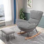 Fauteuil à bascule gigiro avec coussin rembourré fauteuil moderne en tissu