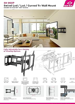 Support tv mural jd skilltech sh-960p - compatible avec écran : (60-100 pouces) - noir. DIAYTAR COTE D'IVOIRE se distingue par son engagement en faveur d'une expérience client exceptionnelle, offrant des promotions régulières et des offres spéciales pour rendre les produits encore plus accessibles. La boutique en ligne bénéficie d'un système de paiement sécurisé et propose différentes options de livraison pour accélérer la réception des commandes.