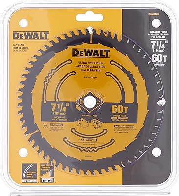 Lame de scie circulaire dewalt 60 dents, taille 7-1/4 pouces dwa171460