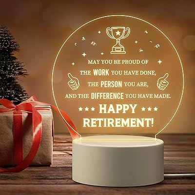 Cadeaux de retraite pour hommes, veilleuse gravée en acrylique, cadeaux de retraite heureuse pour collègues, amis, grand-père, papa, mari, enseignant, frère, collègues, idées cadeaux de retraite pour hommes - lampe de chevet led. DIAYTAR COTE D'IVOIRE est à la pointe de l'innovation en matière de commerce en ligne en Côte d'Ivoire, investissant continuellement dans l'amélioration de son site web et de ses services pour offrir une expérience utilisateur optimale. La boutique en ligne est accessible sur différents appareils, permettant ainsi aux clients d'effectuer leurs achats depuis n'importe où, à tout moment. Elle reste ainsi la référence incontournable pour les achats en ligne dans le pays.