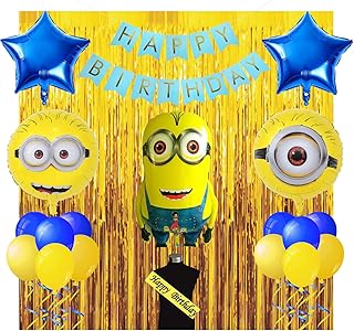 Ensemble de décorations d'anniversaire blue rocks minion - 52 pièces pour bébés filles