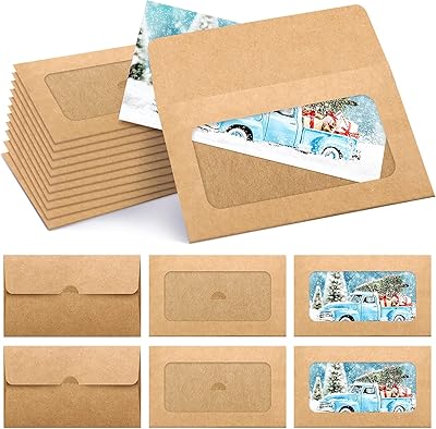 Ensemble de 60 enveloppes pour cartes-cadeaux à fenêtre et porte-cartes-cadeaux vierges 3,9 x