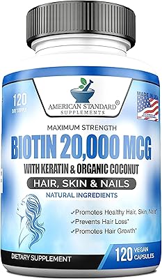 Capsules de croissance des cheveux en biotine, noix de coco et zinc d'american