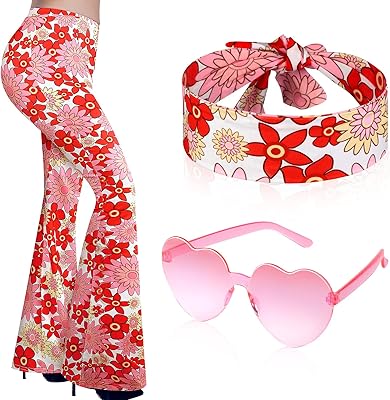 Tisancy 3 pièces femmes disco tenues années 70 style hippie costume accessoires taille haute pantalon large boho bandeau coeur lunettes de soleil. DIAYTAR COTE D'IVOIRE est une plateforme de commerce électronique qui offre une expérience d'achat unique et conviviale. Avec plus de 300 000 références, elle permet aux clients de trouver facilement ce qu'ils recherchent, qu'il s'agisse d'électronique, de mode, de décoration ou d'autres catégories de produits. La boutique en ligne est équipée d'un système de paiement sécurisé pour garantir la transaction en toute confiance.