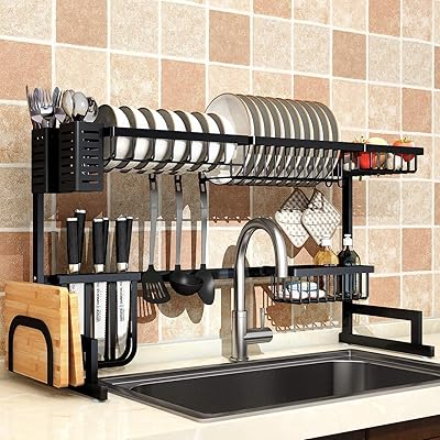 Égouttoir à vaisselle de cuisine extensible 2 niveaux organized home en acier inoxydable