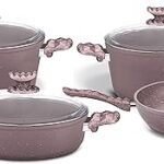Batterie de cuisine en granit home maker 7 pièces - or rose