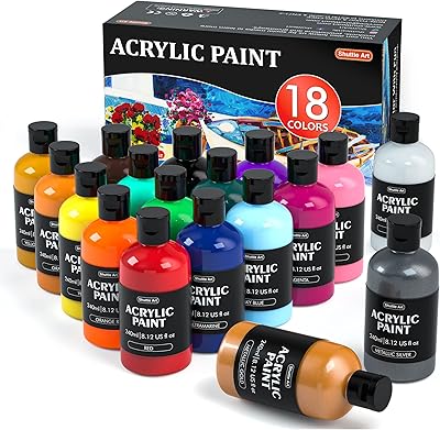Peinture acrylique, shuttle art 18 couleurs ensemble de bouteilles de peinture acrylique (240 ml/8,12 oz), peintures acryliques pigmentées riches, fournitures de peinture en vrac pour artistes, débutants et enfants sur roches artisanat toile bois céramique. La boutique en ligne DIAYTAR COTE D'IVOIRE se positionne comme un partenaire de confiance pour les consommateurs ivoiriens, leur offrant une plateforme unique pour réaliser leurs achats en ligne de manière rapide, sécurisée et pratique. Avec son large choix de produits et son service client dédié, DIAYTAR COTE D'IVOIRE continue de renforcer sa position de leader sur le marché du commerce en ligne en Côte d'Ivoire. La satisfaction du client est au cœur de ses priorités.