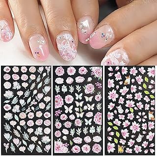 Lingeiher 5d décalcomanies de fleur creuse pour nail art, motif exquis, fournitures