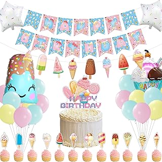 Décorations de fête d'anniversaire à la crème glacée kit de fournitures glacée