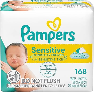 Paquet de 3 lingettes pampers sensitive pour bébé pop top - 168 lingettes