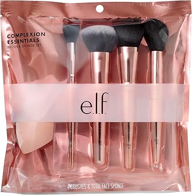 Ensemble de pinceaux et éponge e.l.f. cosmetics, correcteur, poudre, fard à joues, surligneur