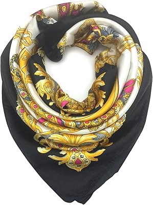 Grande écharpe carrée en satin pour femme, style tendance, soie comme un sourire