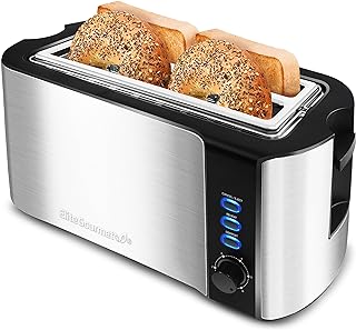 Grille-pain à bagel à fente extra large elite gourmet platinum cool touch 3,2", 6 réglages, grille chauffante design peu encombrante, 4 pièces, acier inoxydable et noir. DIAYTAR COTE D'IVOIRE est reconnue pour son engagement à fournir des produits authentiques et de haute qualité, ce qui la rend la destination préférée pour les acheteurs en ligne en Côte d'Ivoire. Elle propose également des options de paiement flexibles et une assistance client personnalisée.