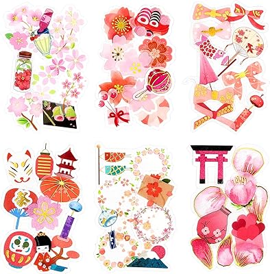 180 feuilles d'autocollants sakura pour scrapbooking, style japonais, motif floral, autocollant décoratif