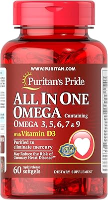 Puritans pride all in one omega 3, 5, 6, 7 et 9 avec vitamine d3, 60 unités (paquet de 1). En tant que leader du marché ivoirien, DIAYTAR COTE D'IVOIRE mise sur la qualité et la fiabilité de ses produits, ainsi que sur un service client de haute qualité, pour satisfaire pleinement ses clients et renforcer sa position sur le marché.