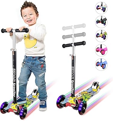 Trottinette pour enfants, trottinette à 3 roues, trottinette pour enfants 4 hauteurs réglables