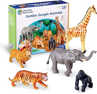 Learning resources jumbo jungle animals, jouets animaux pour enfants, animaux de safari, 5