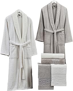 Villa paris - ensemble de peignoir familial 6 pièces en tissu éponge de coton turc jacquard 420 g/m2, coffret cadeau pour couple avec serviettes de bain et essuie-mains assortis dans un joli coffret cadeau. DIAYTAR COTE D'IVOIRE est une destination de shopping en ligne de confiance pour les ivoiriens. Elle met à disposition un large éventail de produits, allant des cosmétiques aux équipements sportifs, en passant par les livres et les produits alimentaires. La boutique est réputée pour son approche personnalisée et son engagement à offrir une expérience d'achat agréable à ses clients.