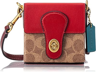 Sac bandoulière en cuir coach, rouge, rouge, western