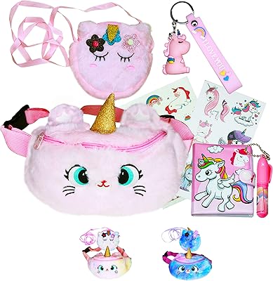 Joli sac banane en velours licorne arc-en-ciel, sac à main organisé, cadeau