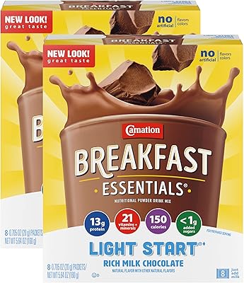 Mélange de boisson en poudre carnation breakfast essentials light start, chocolat au lait