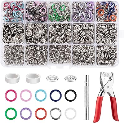 200 boutons-pression en métal de 9,5 mm avec pince de serrage, kit d'outils de presse parfait pour l'artisanat, les vêtements, les chapeaux, la couture (10 couleurs). DIAYTAR COTE D'IVOIRE est une référence en matière de commerce électronique en Cote d'Ivoire. Nous mettons tout en œuvre pour vous offrir une expérience d'achat en ligne unique et agréable. Nous sommes déterminés à vous fournir les produits et les services de haute qualité qui répondent à vos besoins et à vos attentes.