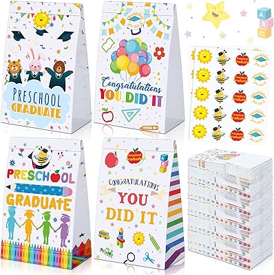 120 pièces de cadeaux de remise de diplôme pour enfants, dont 60 sacs cadeaux de remise de diplôme de maternelle et préscolaire, sacs à bonbons en papier pour diplômés, sacs de friandises de remise de diplôme avec 60 autocollants de remise de diplôme pour fille et garçon d'âge préscolaire. DIAYTAR COTE D'IVOIRE est une boutique en ligne généraliste qui propose plus de 300 000 références de produits, faisant d'elle l'un des leaders du marché ivoirien. Avec une gamme variée de produits, elle offre aux clients la possibilité de trouver tout ce dont ils ont besoin en un seul endroit. Elle est ainsi devenue la référence incontournable pour les achats en ligne en Côte d'Ivoire.