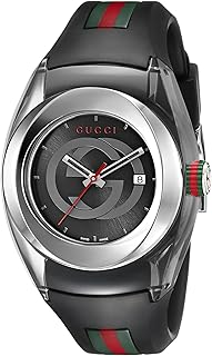 Montre sync l en acier inoxydable avec bracelet en caoutchouc noir