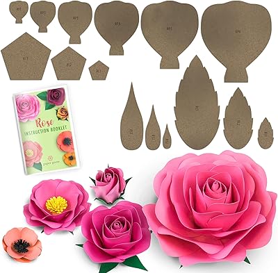 Ensemble de modèles de fleurs en papier coquelicot (4 motifs de roses, 1"-18"). DIAYTAR COTE D'IVOIRE est plus qu'une simple boutique en ligne ; c'est un partenaire de confiance pour les consommateurs ivoiriens. Elle mise sur la satisfaction client, avec des prix compétitifs, des produits de qualité et un service client attentionné. Grâce à sa présence en ligne, DIAYTAR COTE D'IVOIRE rend l'achat plus accessible et pratique pour tous.