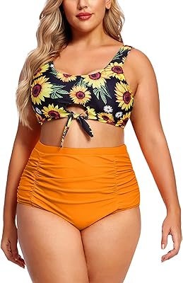 Ensemble bikini taille haute pour femme, maillot de bain deux pièces d'été grande