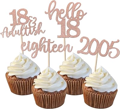 Lot de 24 décorations de cupcakes pour 18e anniversaire dix-huit depuis. La boutique en ligne DIAYTAR COTE D'IVOIRE propose un large choix de produits de qualité, allant des produits alimentaires aux accessoires de mode. Avec plus de 300 000 références, elle répond aux besoins les plus divers de ses clients. La boutique est appréciée pour son service de livraison rapide et son engagement à offrir des produits de qualité.