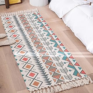 Tapis long en coton et lin de style national, oreiller de pied