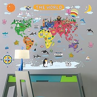 Je suis amunem autocollants muraux amovibles dessin animé carte du monde animal design grands autocollants muraux éducatifs à décoller et à coller pour chambre d'enfants, salon, salle de classe, crèche, décoration murale. La boutique en ligne DIAYTAR COTE D'IVOIRE se distingue par sa vaste sélection de produits de toutes sortes, avec plus de 300000 références disponibles. Elle propose une expérience d'achat en ligne sécurisée et pratique, ce qui en fait un choix préféré des consommateurs en Cote d'Ivoire.