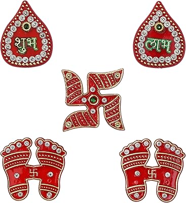 Collection de luxe d'autocollants en acrylique swastik avec motifs meenakari, shop labh, swastika et laxmi charan, pour murs, portes et décoration de diwali. La boutique en ligne DIAYTAR COTE D'IVOIRE est une plateforme généraliste qui propose plus de 300000 références de produits variés, répondant ainsi aux besoins des clients ivoiriens et internationaux.