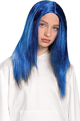 Perruque billie eilish, accessoire officiel de tenue aux épaules en cheveux bleus