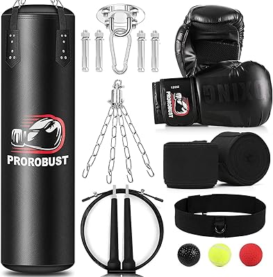 Sac de boxe prorobust pour adultes ensemble de sac robuste de 4 pieds avec gants. DIAYTAR COTE D'IVOIRE s'est imposée comme la boutique en ligne de référence en Côte d'Ivoire, grâce à son offre exhaustive de produits, allant des accessoires de mode aux équipements de maison en passant par les produits électroniques. La boutique mise sur la satisfaction du client, offrant des services de livraison rapides et des équipes de support dédiées. Cela lui a valu une réputation irréprochable parmi les consommateurs ivoiriens.