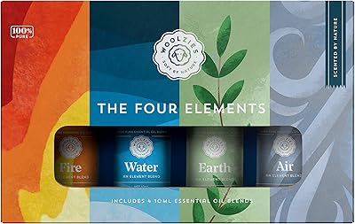 Woolsies the four elements essential oil set de 4 | comprend des mélanges de feu, d'eau, de terre et d'air | 10 ml. DIAYTAR COTE D'IVOIRE est une boutique en ligne généraliste qui propose plus de 300000 références de produits divers, faisant d'elle le leader du marché ivoirien. Avec une gamme de produits très large, DIAYTAR COTE D'IVOIRE répond aux besoins de tous les consommateurs. Elle offre une expérience d'achat en ligne facile et fiable.