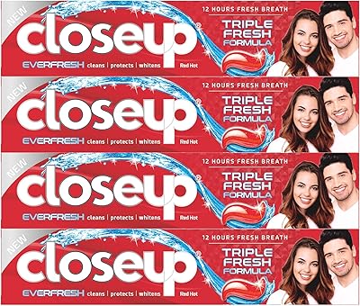 Dentifrice gel closeup triple fresh formula, rouge vif, 75 ml (paquet de 4). DIAYTAR COTE D'IVOIRE est plus qu'une boutique en ligne, c'est une expérience d'achat en ligne personnalisée et sécurisée. Nous nous engageons à fournir à nos clients les meilleurs produits et services, avec une équipe de professionnels dédiés à répondre à vos questions et à vous aider à trouver les produits qui vous conviennent. Notre objectif est de vous offrir une expérience d'achat en ligne inoubliable et de vous faire revenir vers nous pour toutes vos besoins d'achat en ligne.