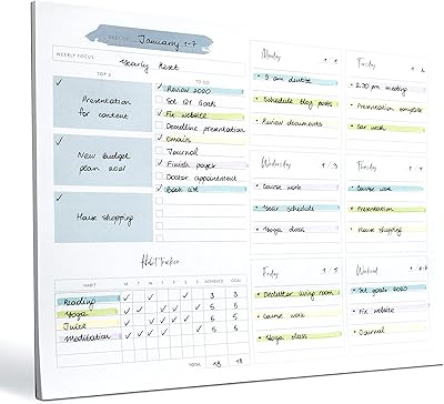 Cahier de planification hebdomadaire - calendrier quotidien et mensuel 2022, liste de tâches et carnet de suivi, excellent planificateur académique pour les étudiants et les rendez-vous de travail, idée cadeau pour hommes. La boutique en ligne DIAYTAR COTE D'IVOIRE est synonyme de shopping en ligne pratique et accessible. Elle permet aux clients de parcourir facilement les différentes catégories de produits, de lire les avis des autres clients et de bénéficier d'une expérience de shopping personnalisée et agréable.
